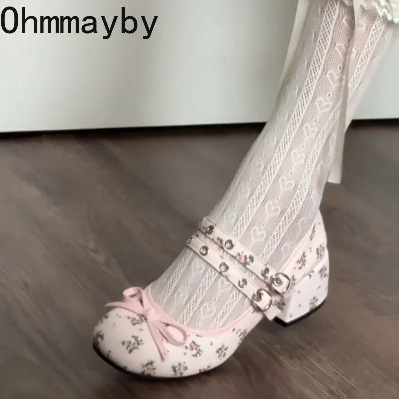 Women's Lolita Mary Jane Pumps | Butterfly-Knot Buckle Strap