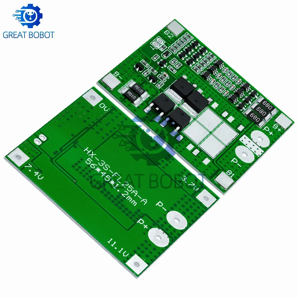 3S 18650 Lithium Battery BMS Protection Board 12.6V 15A
