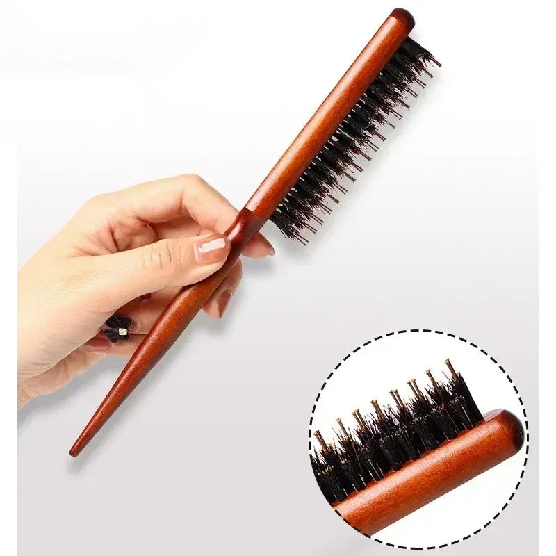 Boar Bristle Wood Teasing Comb | Hair Styling Tool