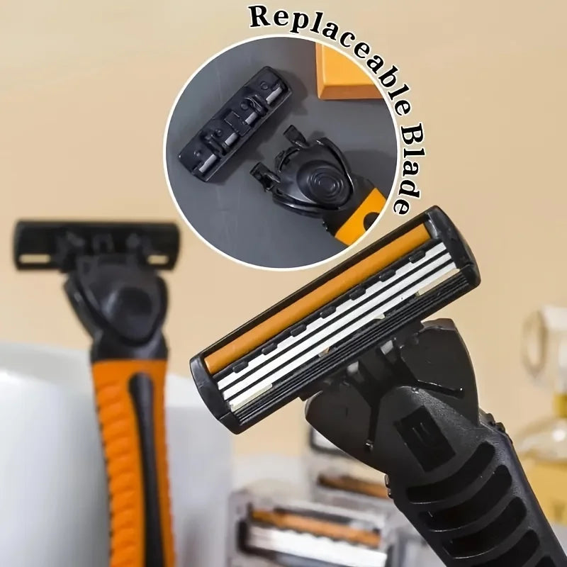 Men's 3-Blade Stainless Steel Manual Razor | Travel & Home