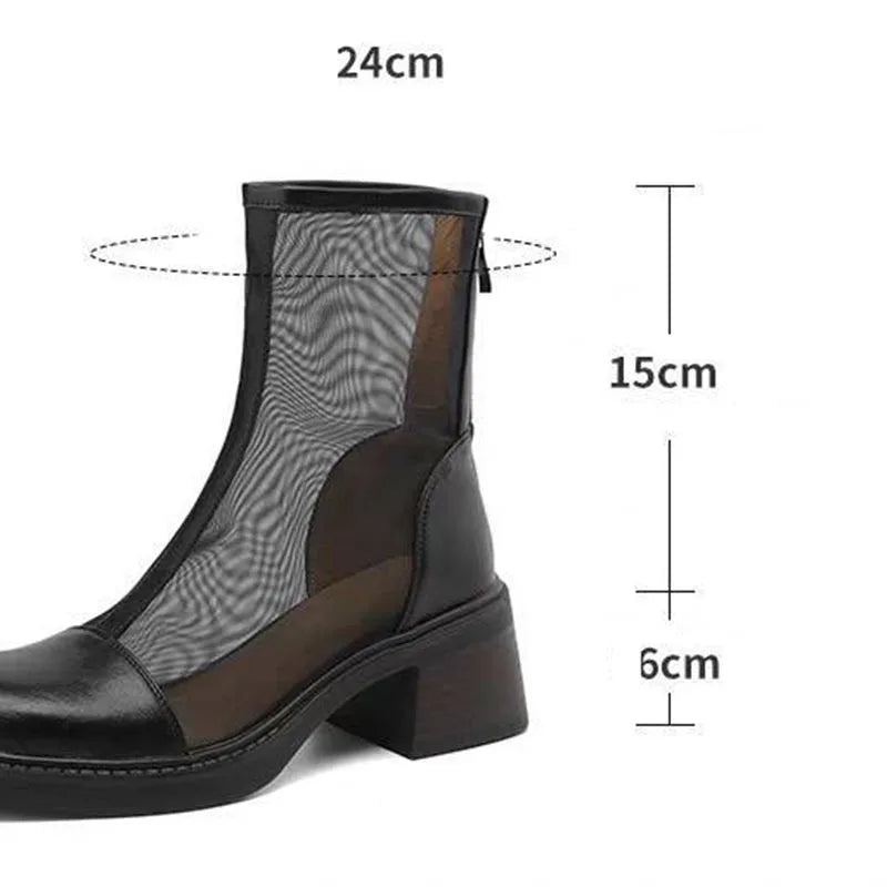 Women's Mesh High-Heel Ankle Boots – Breathable Summer Short Boots