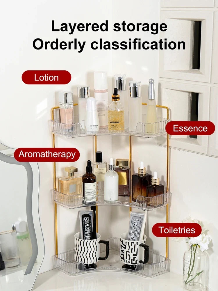 3-Tier Corner Bathroom Counter Organizer Makeup Cosmetic Storage