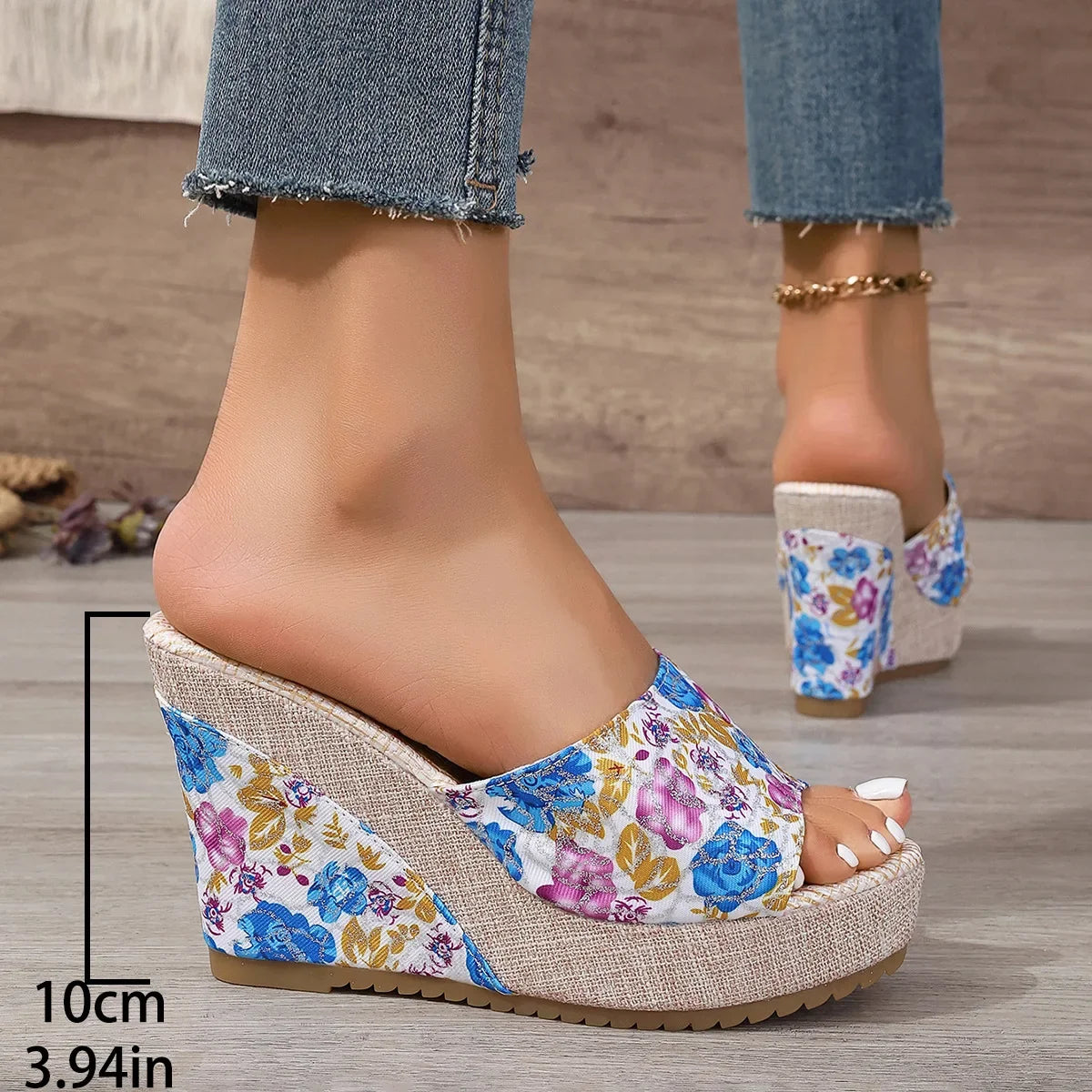 Women's Platform Wedge Sandals – Open Toe Summer Print