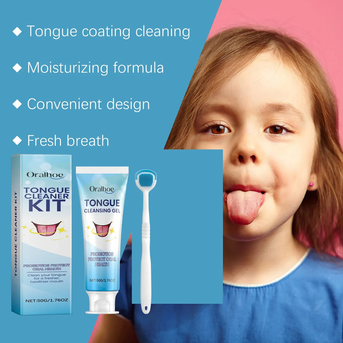 Oralhoe Tongue Scraper Kit with Brush & Cleaning Gel | Fresh Breath