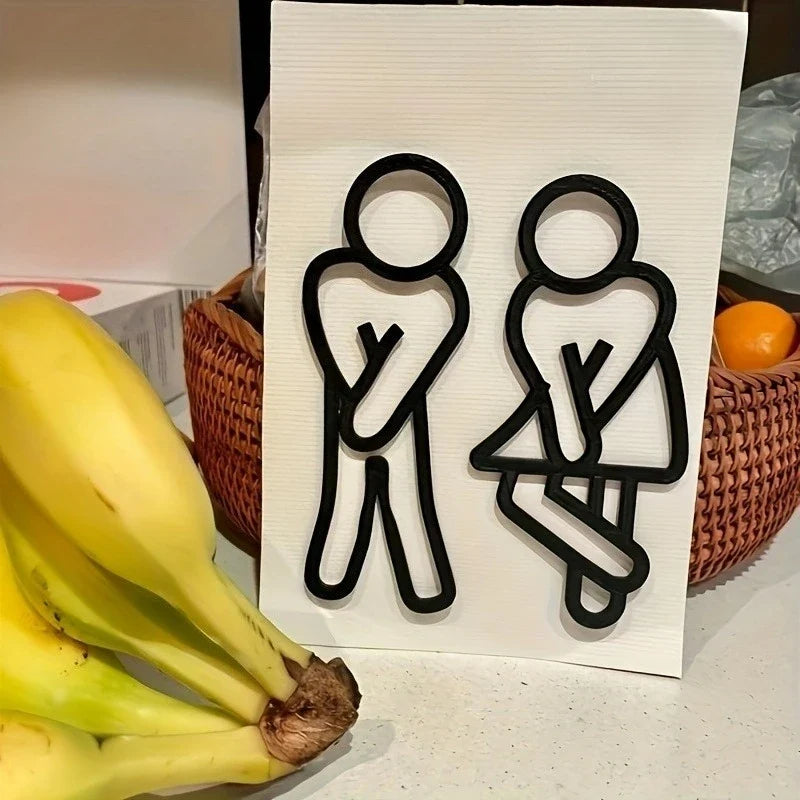 Funny Bathroom Signs Men Women Creative 2D Flat Restroom Door Decor