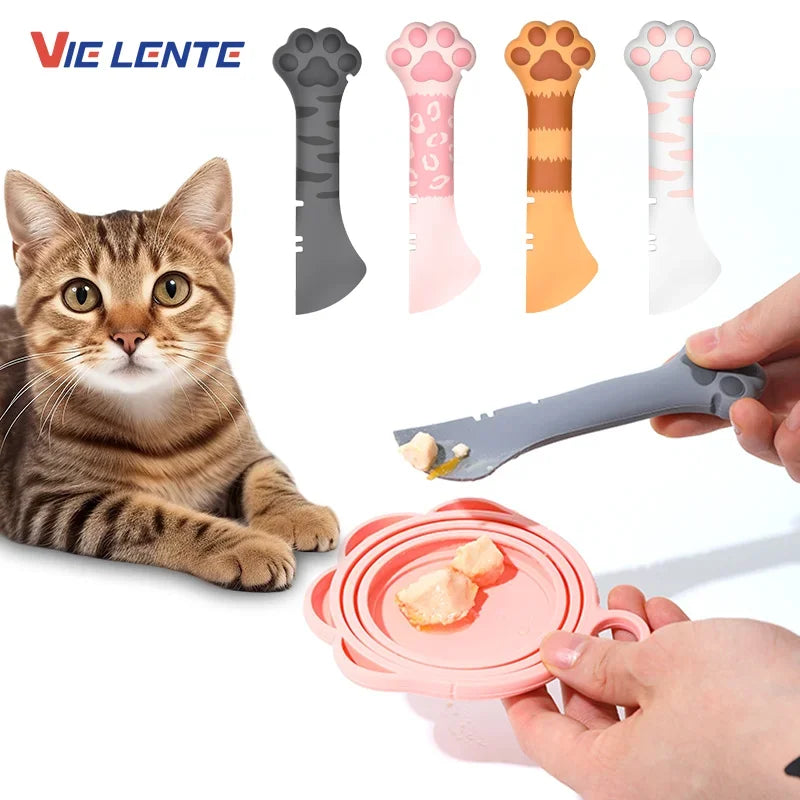 2-in-1 Cat Paw Silicone Food Scoop & Can Opener for Wet Food