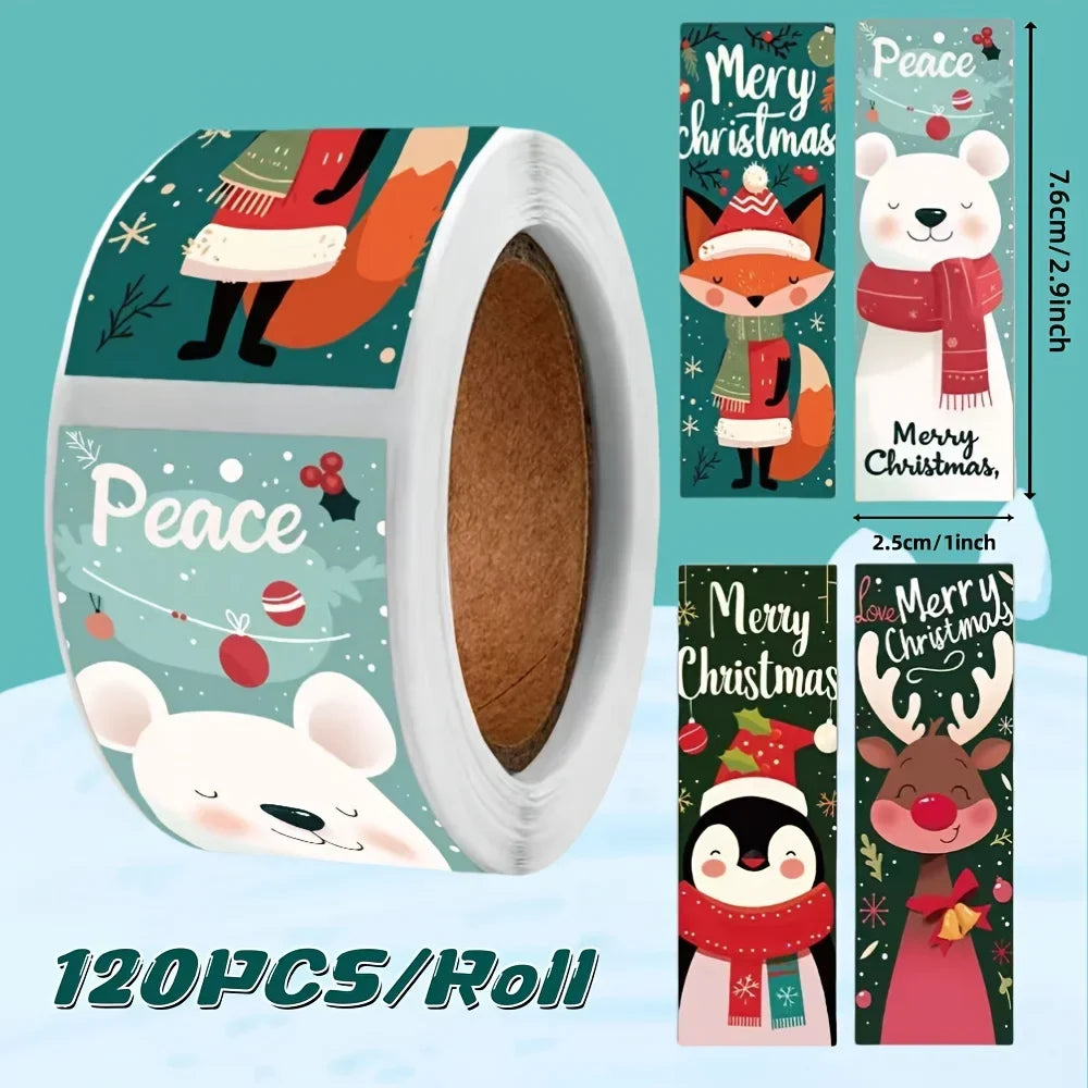 Christmas Sticker Roll – 120 Santa & Polar Bear Holiday Labels
