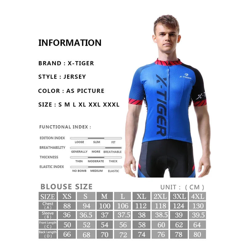 X-TIGER Men's MTB Cycling Jersey – Quick-Dry Breathable Bike Top