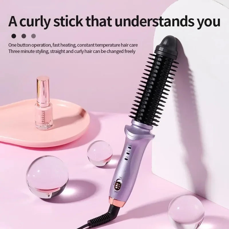 2-in-1 Mini Hair Straightener & Curler Brush | Travel Styler