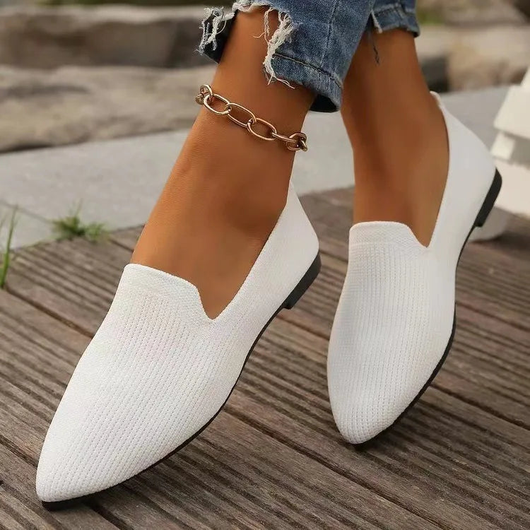 Women's Knit Ballet Flats – Pointed Toe Slip-On Loafers