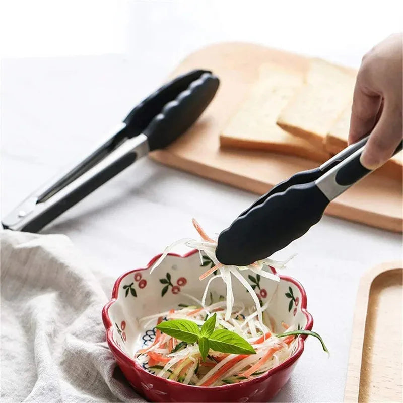 3-Piece Silicone Kitchen Tongs Set – BBQ, Steak & Pasta Tongs