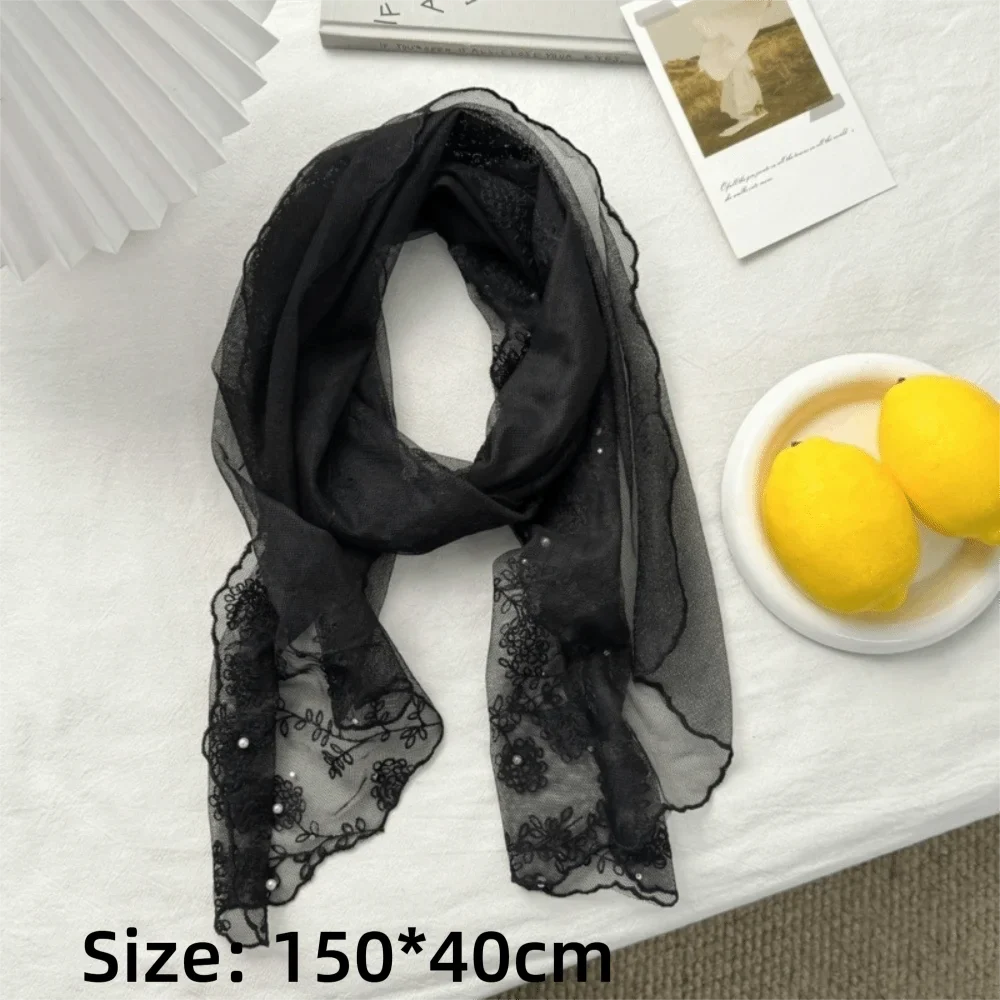 Retro Lace Embroidered Floral Long Scarf & Neckerchief Women