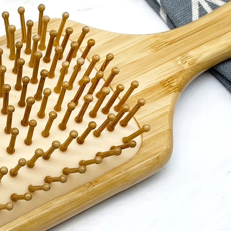 Natural Bamboo Square Comb – Sunflower Anti-Static Hair Comb