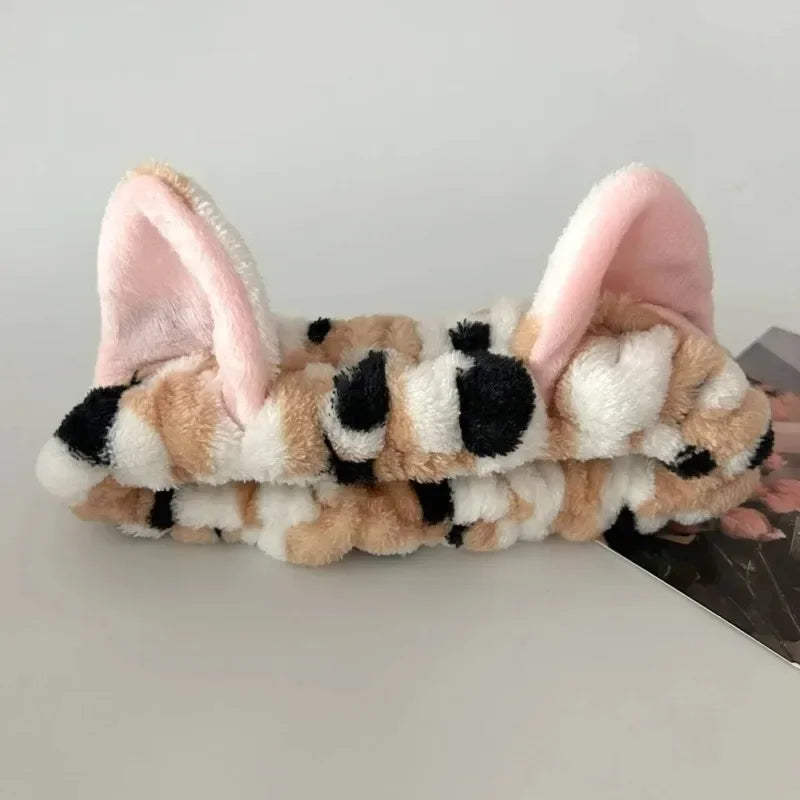 3-Pack Cat Ear Leopard Plush Headbands – Spa & Makeup