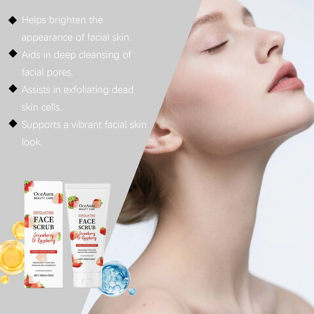 OceAura Strawberry Facial Scrub | Exfoliate, Brighten & Clear Pores