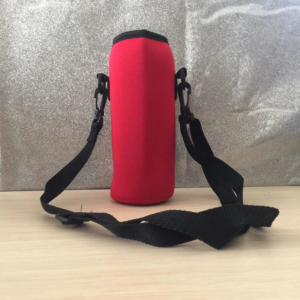 Insulated Neoprene Water Bottle Carrier Bag & Shoulder Strap