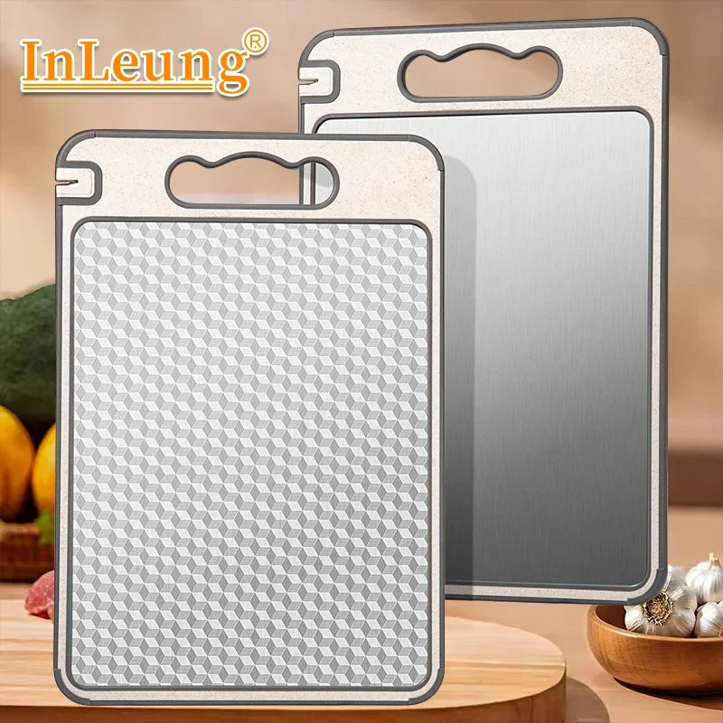 Dual-Sided Stainless Steel Cutting Board – Large Chopping Board