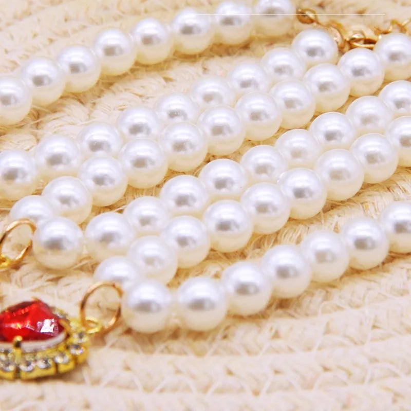 Cute Fashion Pet Supplies Cat Accessories Necklace Pearl Crystal