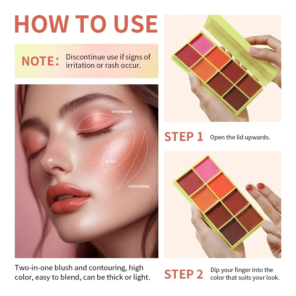 Lakerain 8-Color Cream Highlighter Palette | Matte & Shimmer