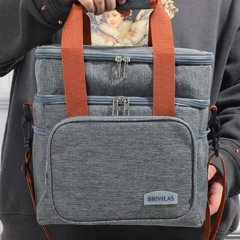 Fashion Crossbody Insulated Lunch Bag Large Capacity Thermal Food