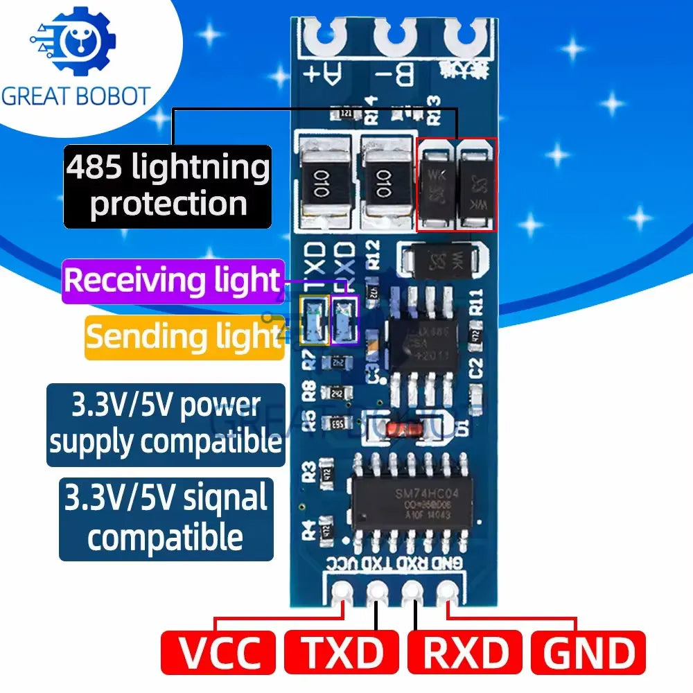 TTL to RS485 UART Conversion Module – Auto Flow Control 3.3V 5V