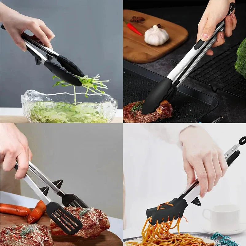 Silicone Kitchen Tongs – Non-Stick BBQ, Salad & Pasta Tongs