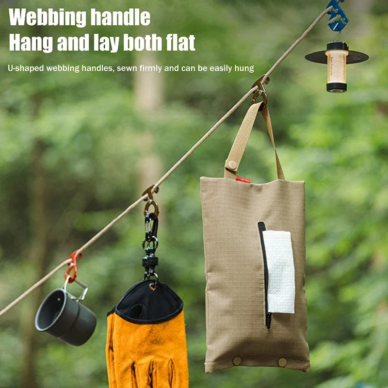 Hanging Napkin Holder – Portable Oxford Cloth Tissue Pouch