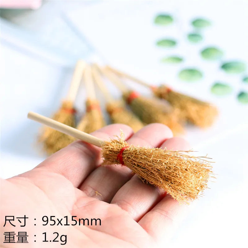 Mini Witch Straw Brooms Halloween Hanging Ornaments 1/3/6pcs