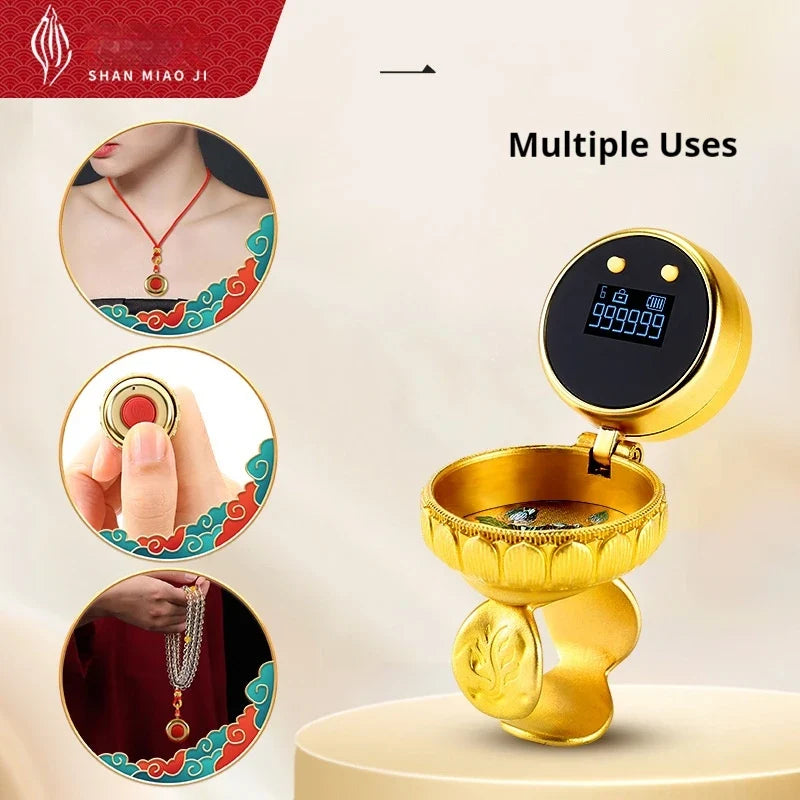 OLED Digital Gilded Ring Counter Pendant – Rechargeable