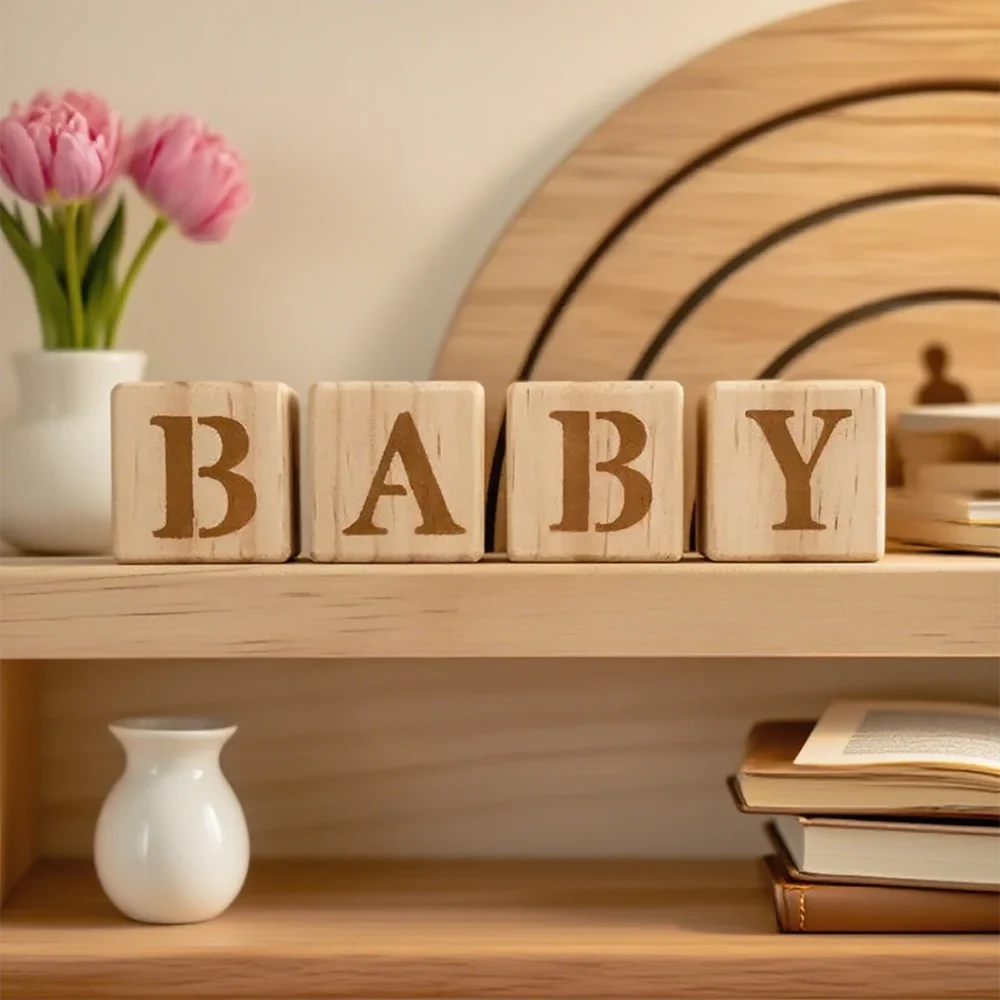 Wooden Letter Blocks Baby Shower Gift | Nursery Decor 4-Piece