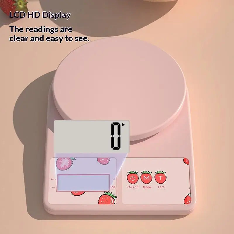 Strawberry Digital Kitchen Scale | 0.1g Precision for Baking
