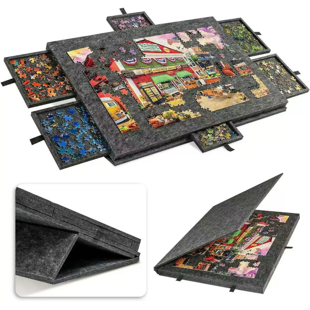 Puzzle Board W 6 Sliding Drawers Portable Non-slip Organizer Durable