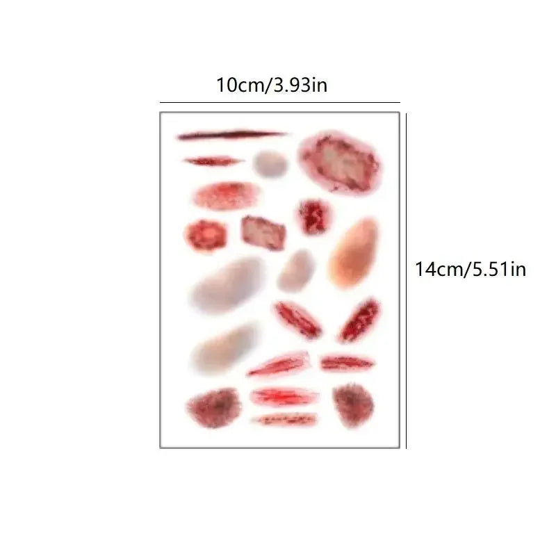 Halloween Fake Scar & Bruise Temporary Tattoos – 4 Sheets Cosplay