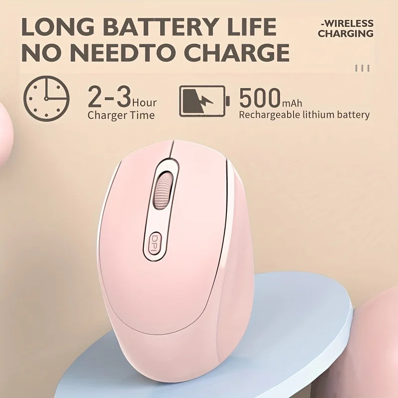 Rechargeable Dual Mode Wireless BT Mouse Bluetooth 5 2+USB Receiver