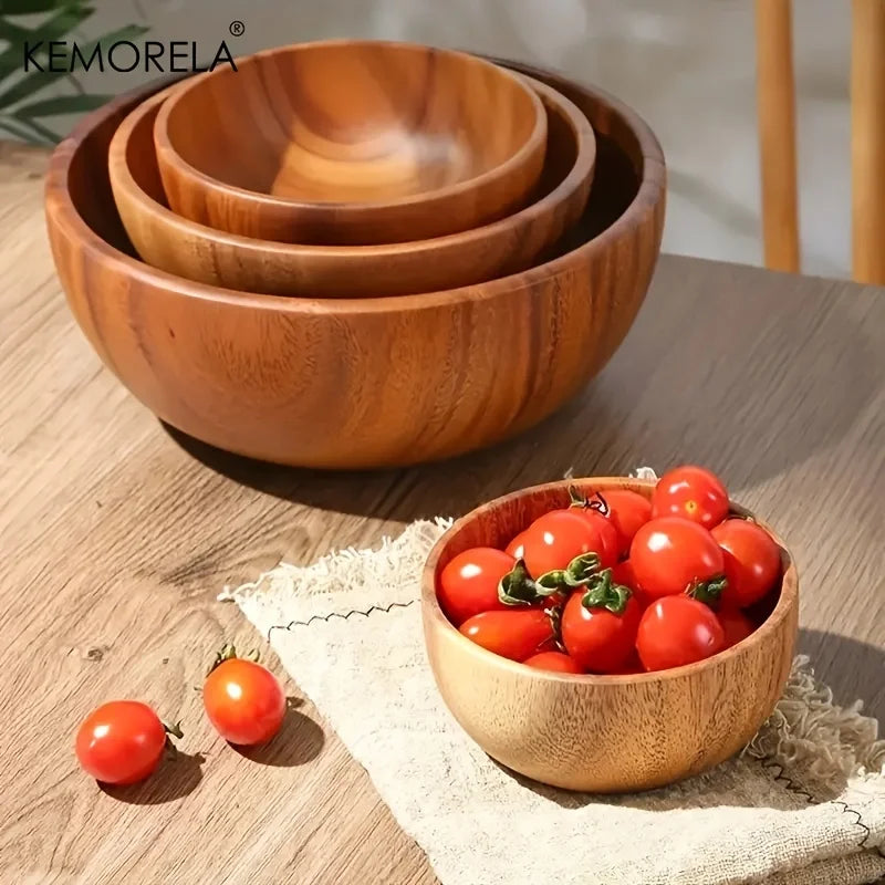 Acacia Wood Salad Bowl – Eco-Friendly Fruit & Serving Bowl