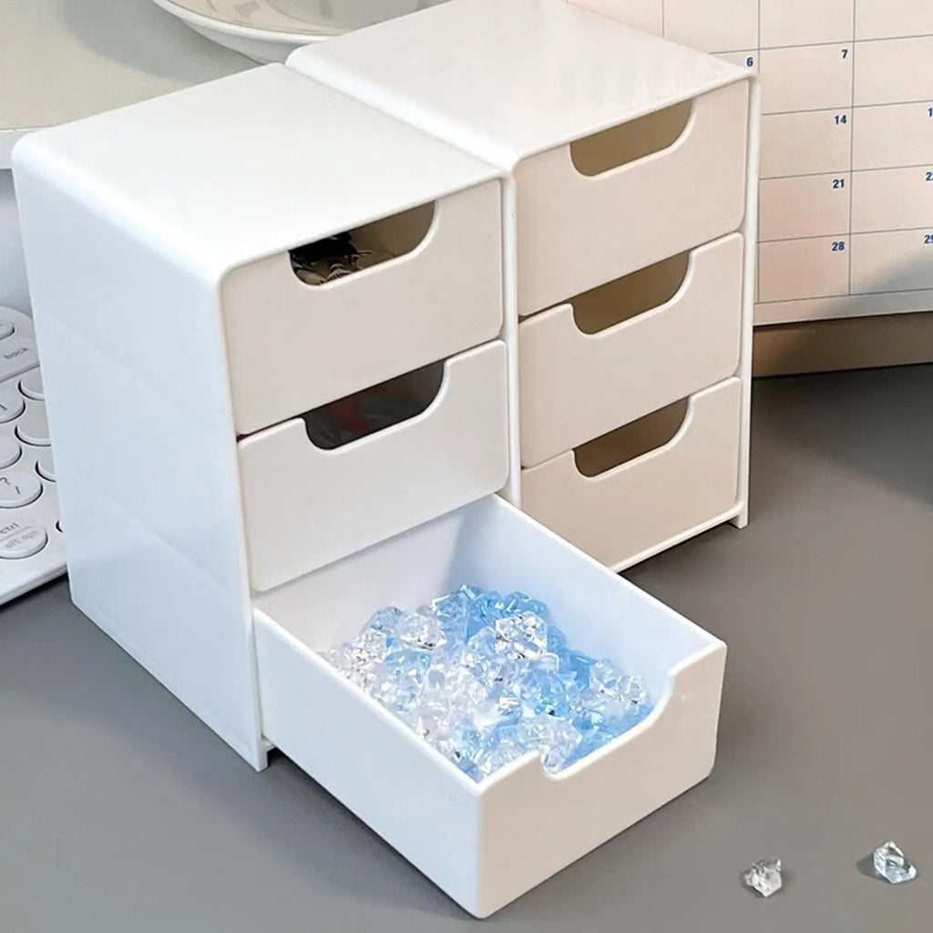 Tabletop Storage Organizer Large Capacity Drawer Portable 3 Layer Box