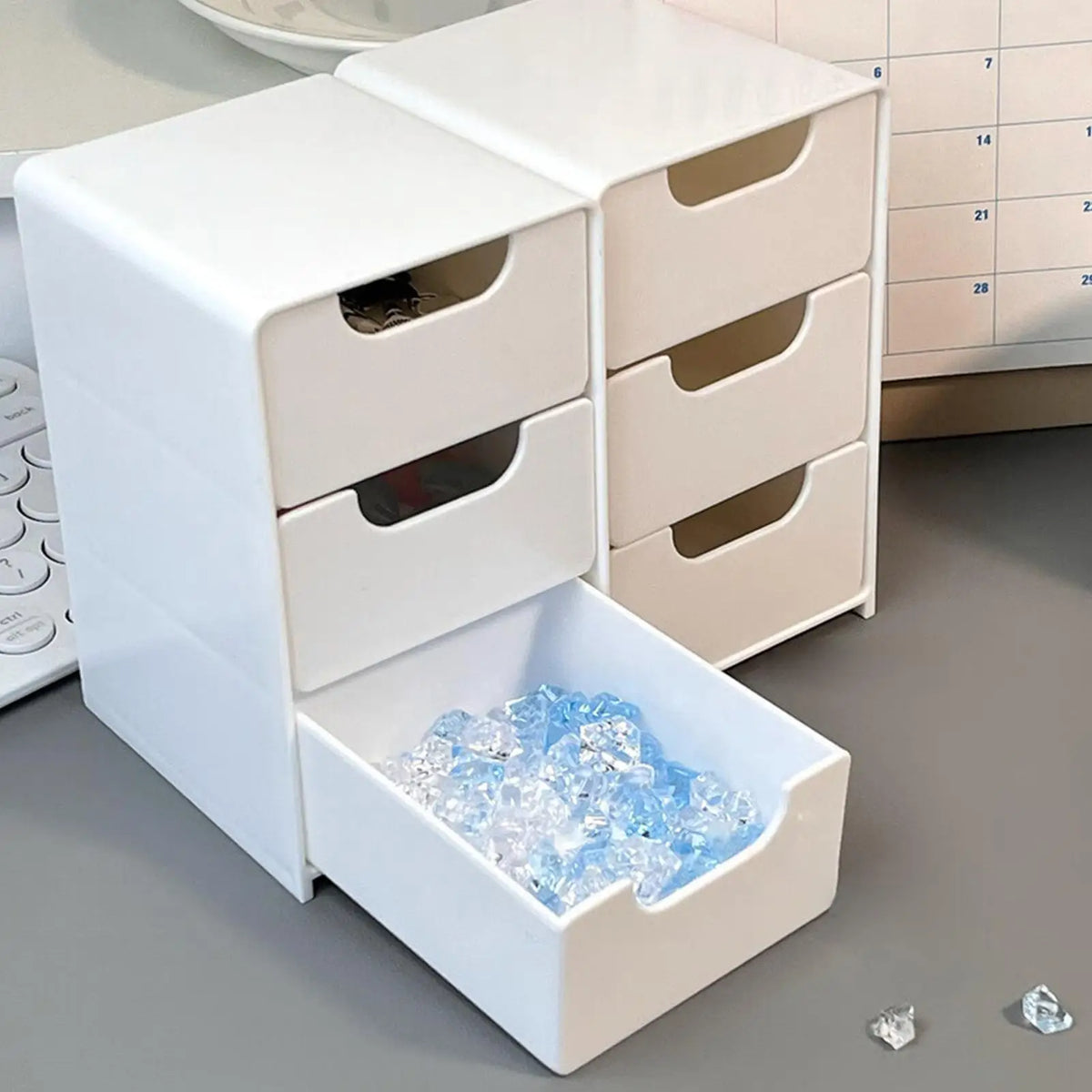Tabletop Storage Organizer Large Capacity Drawer Portable 3 Layer Box