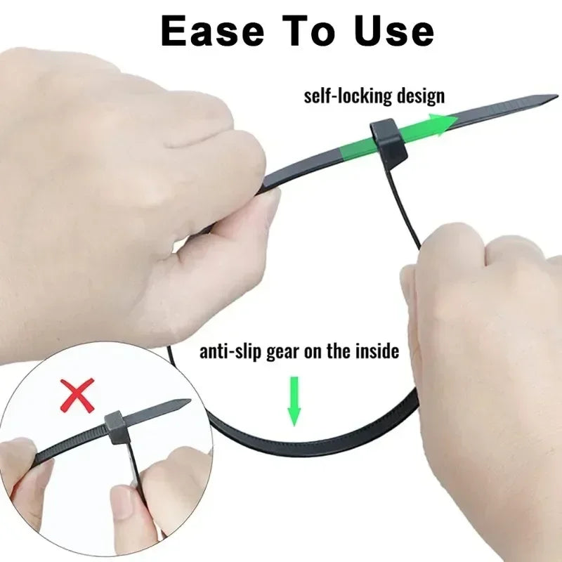Self-Locking Nylon Cable Zip Ties – Bulk 100–1000 Pcs, 5mm