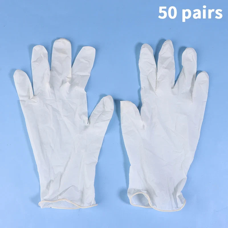 Disposable White Nitrile Gloves 50 Pairs – Waterproof Multipurpose