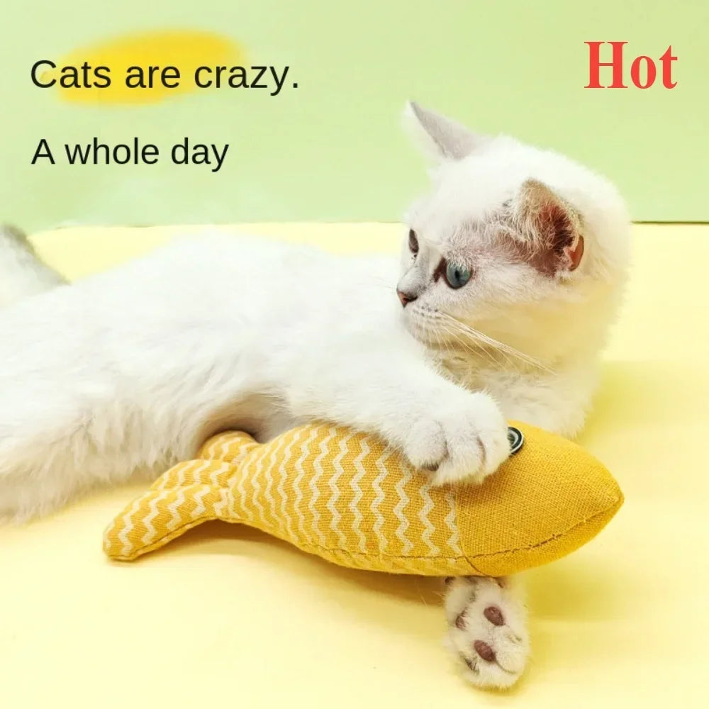 Catnip Fish Kick Toy for Cats – Chewing & Teething Plush
