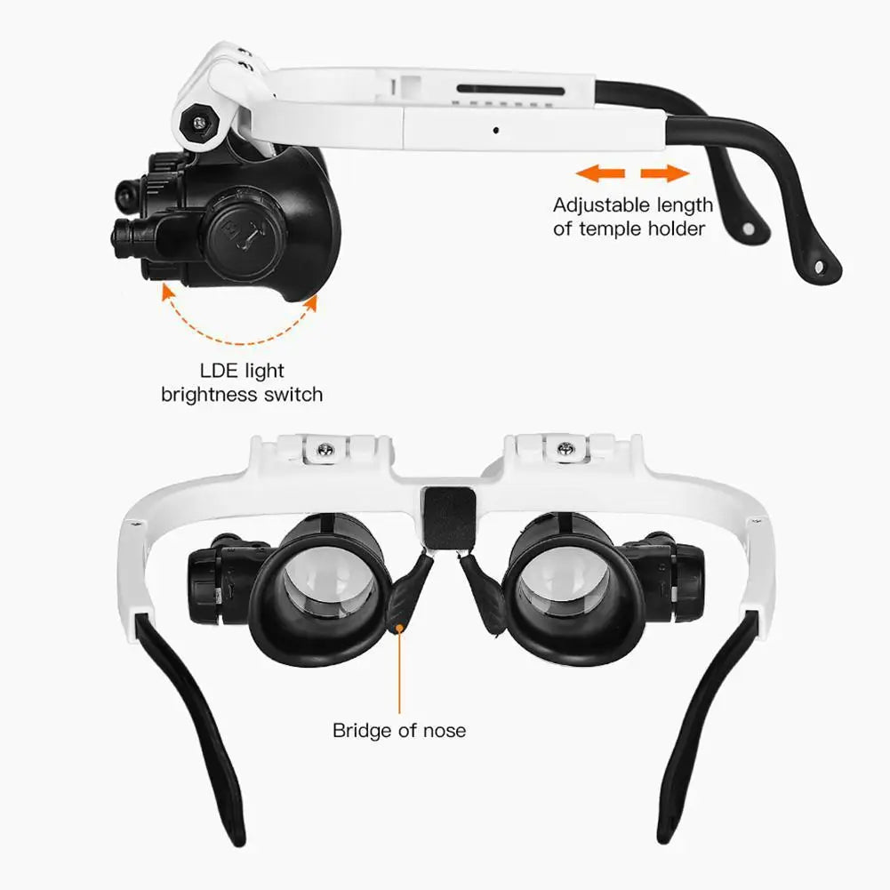LED Head Magnifier Loupe – 8X 15X 23X Adjustable Headband
