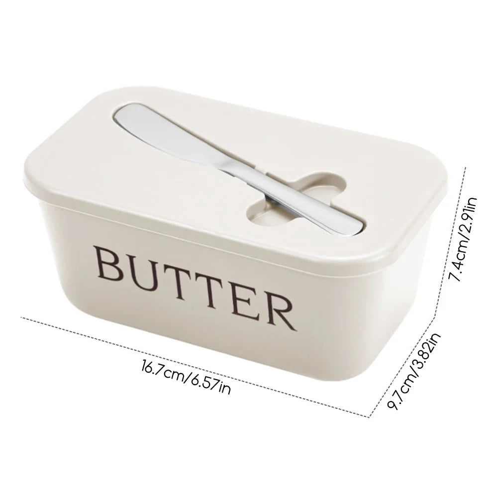 Butter Dish with Lid & Cutter – Airtight Fridge Storage Box