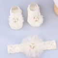Cute Pearl Bows Baby Headband Socks Non Slip Cotton Sock Lace Flower