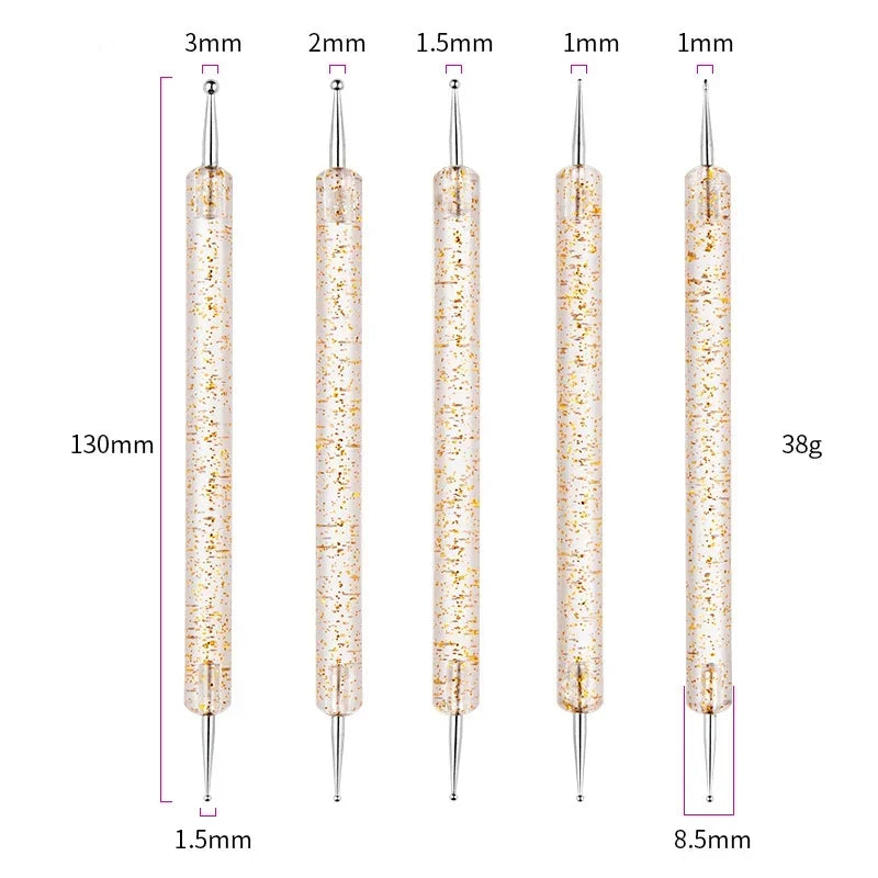 Nail Art Dot Pen & Brush Set | Blue Handle Manicure Tool