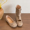 Women's Vintage Hollow-Out Wedge Boots – Multi Buckle Slip-On