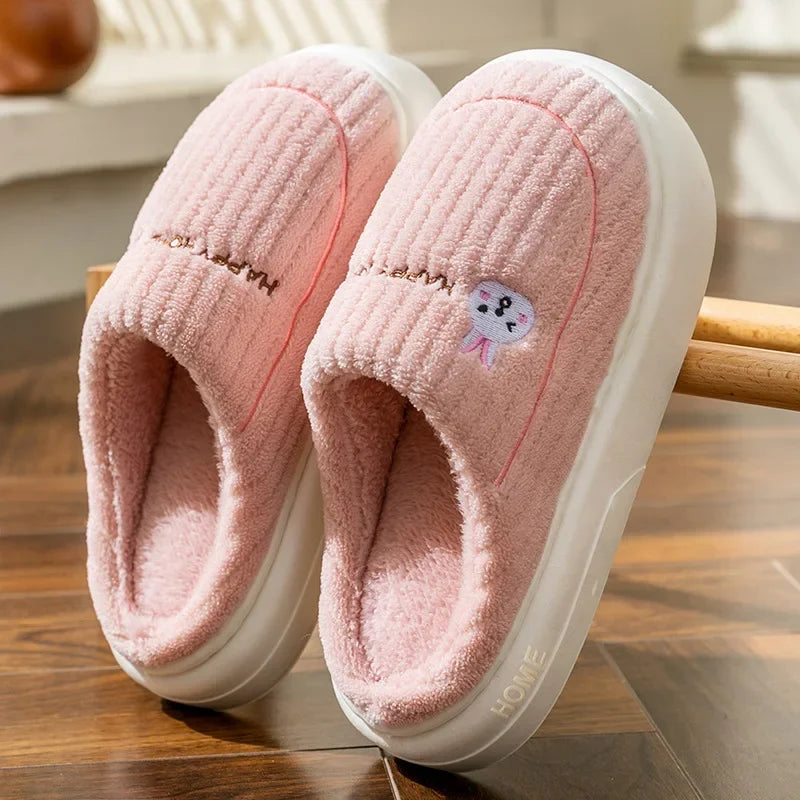 Men's Cotton Winter Slippers – Warm Anti-Slip Indoor Home Shoes