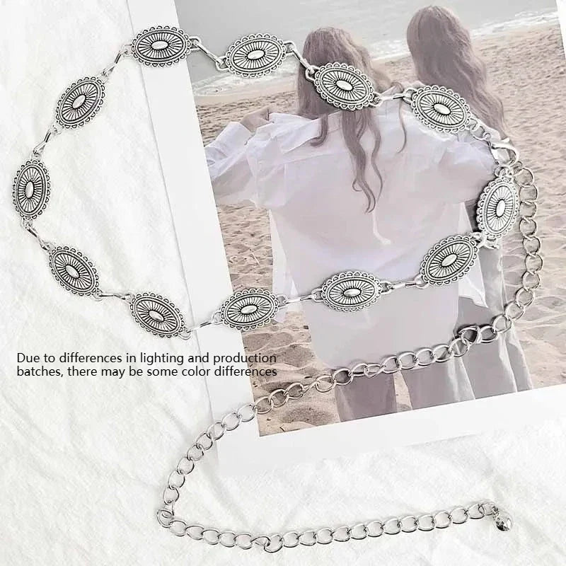 Women's Western Metal Chain Belt – Cowgirl Style for Jeans & Dresses