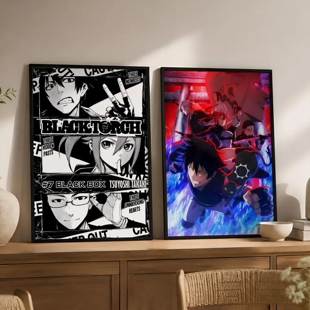 Black Torch Manga Waterproof PVC Peel & Stick Wall Poster