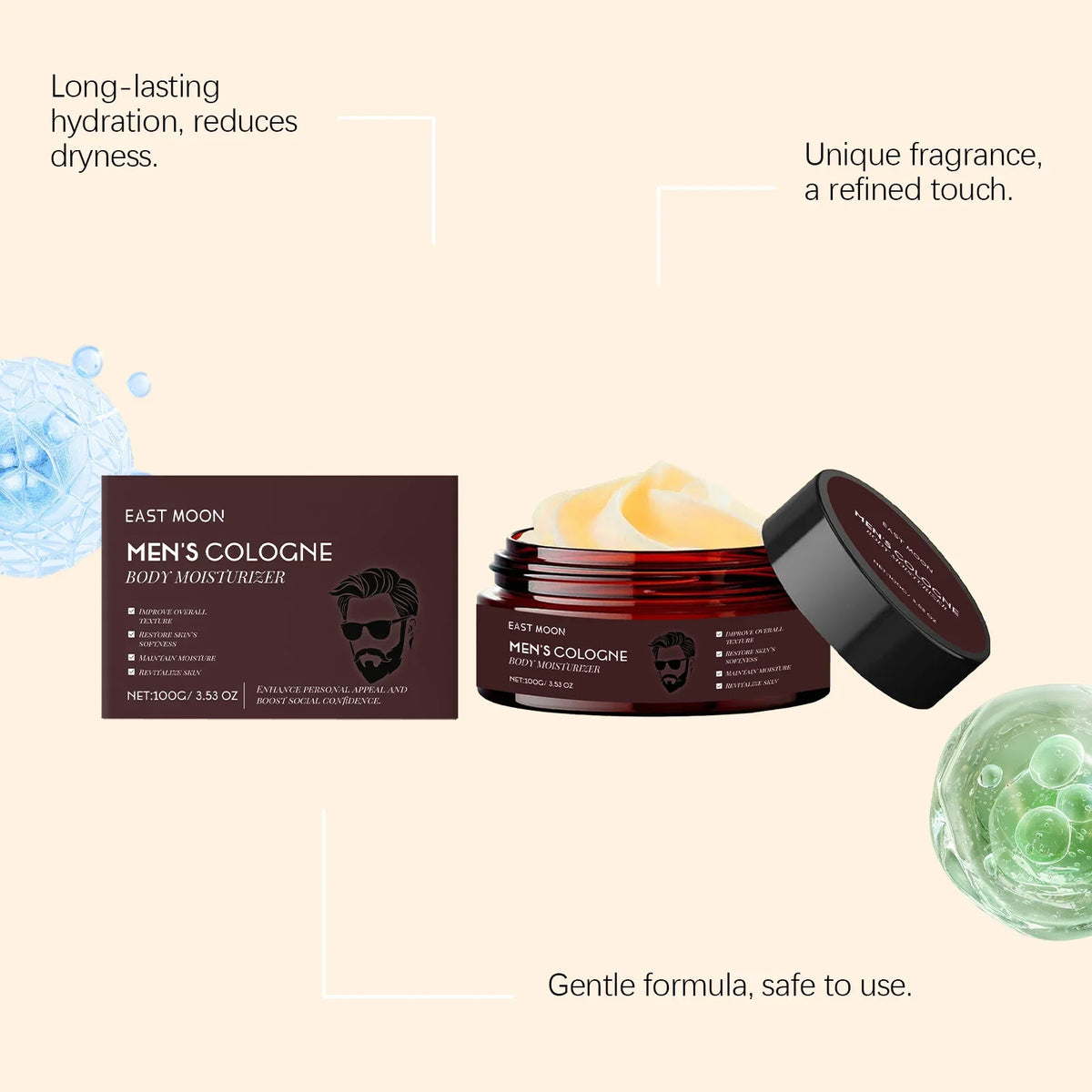 Men's Collagen Body Moisturizer – Woody Scent, Non-Greasy Lotion