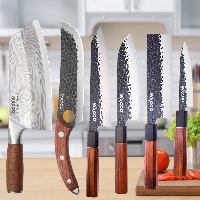 WXCOO Japanese Chef Knife – Forged Stainless Steel Santoku Set